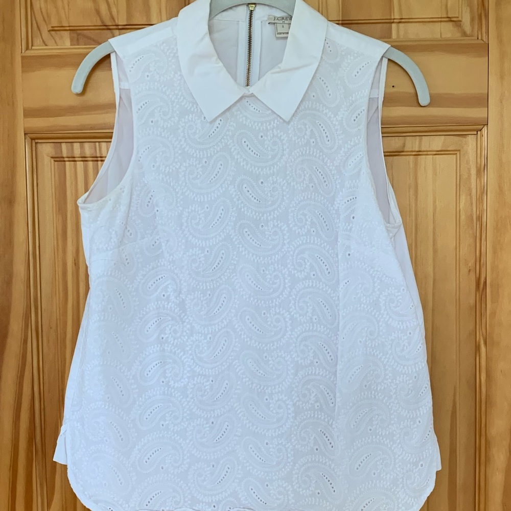 J.Crew White Eyelet Collared Shirt
